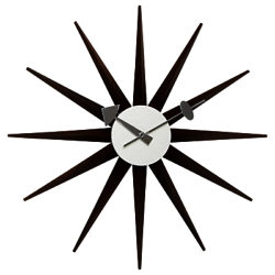 Vitra Sunburst Wall Clock, Dia.47cm Walnut